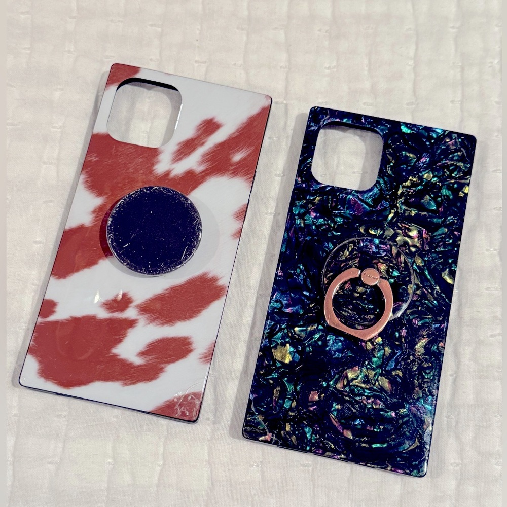Flaunt iPhone 12 / 12 Pro Square Case, Ring / Popsocket Attached in Brown Cow